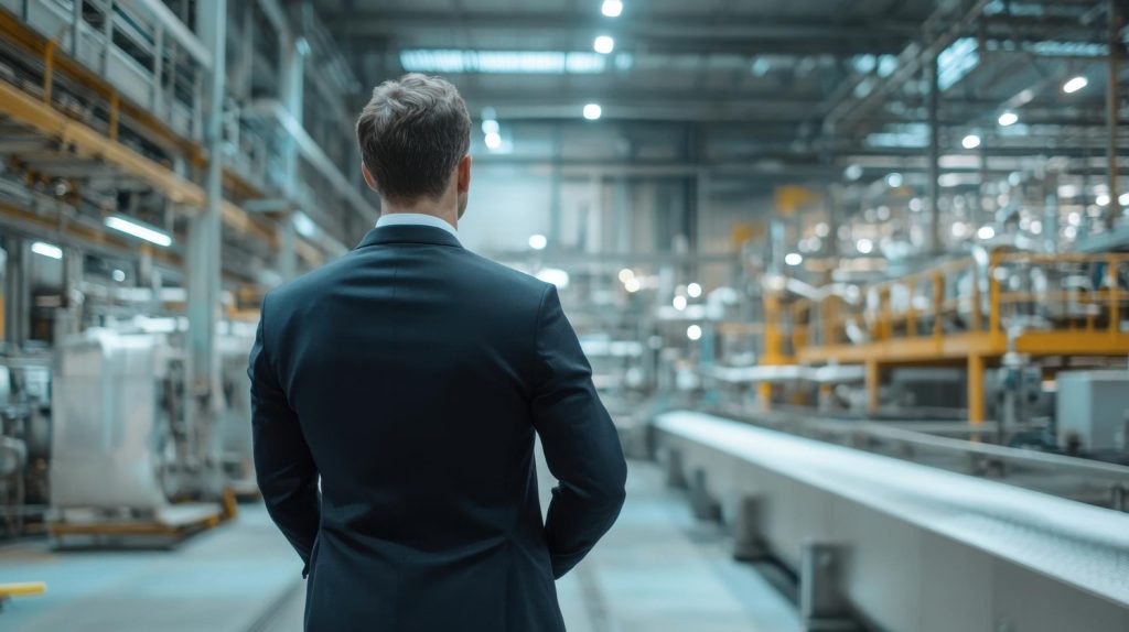 Dirigeant dans une usine industrielle